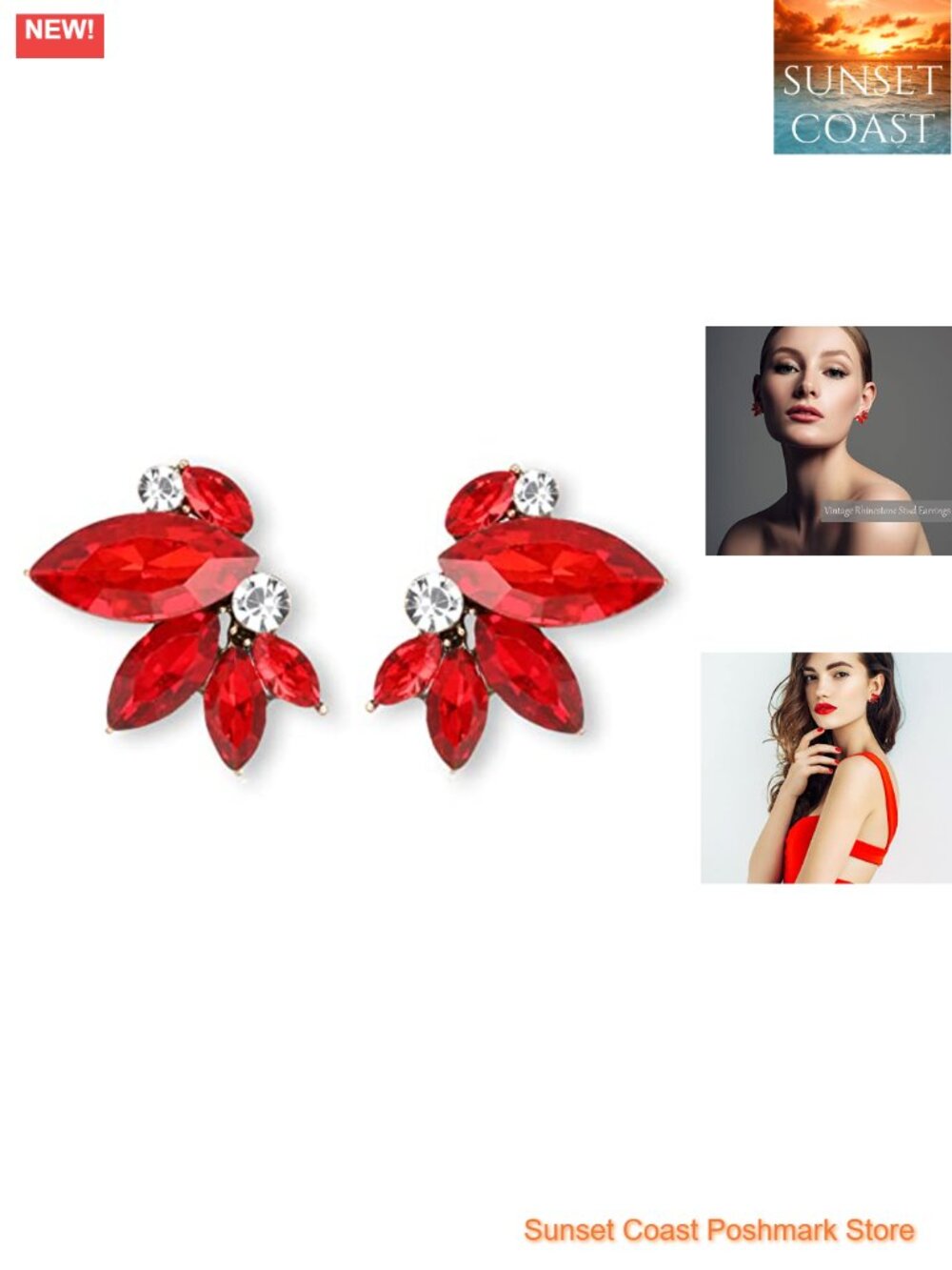 Rhinestone Stud Earrings for Women Sparkly Statement Jewelry
